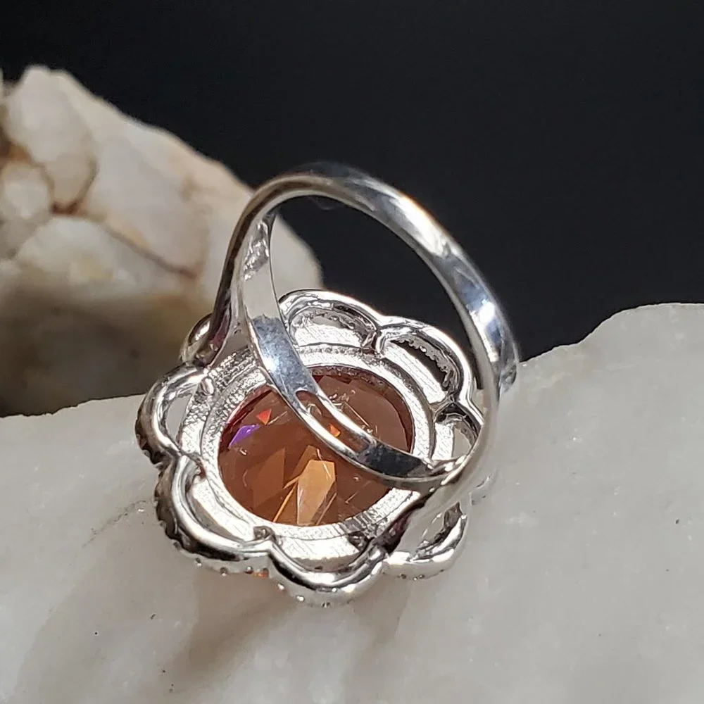 Sterling Silver 925 Ring Alexandrite Stone White Topaz Crystals Silverdmith